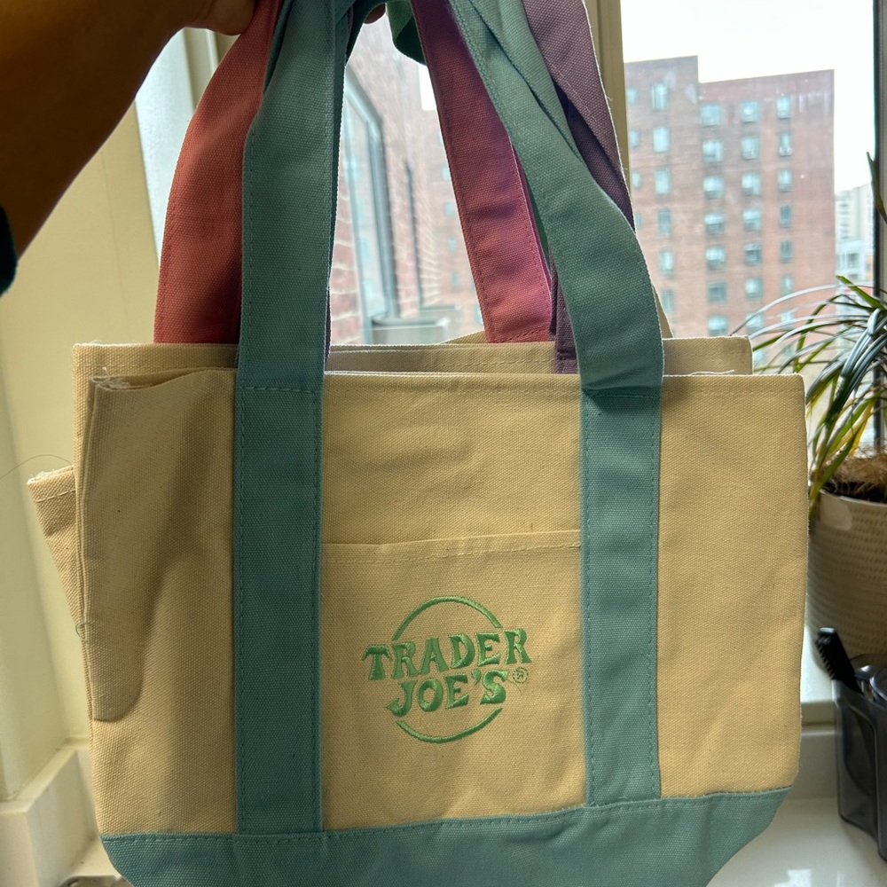 *Limited Edition* Trader Joe's Pastel Blue Mini Canvas Tote Bag